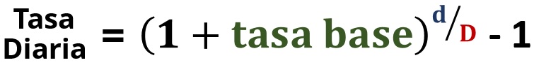 Formula para convertir a tasa diaria 1